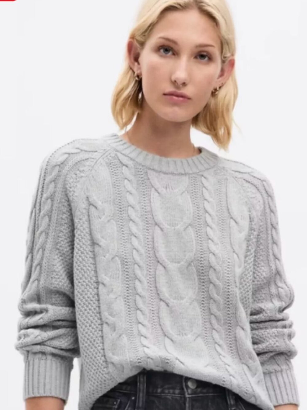 100% Cotton Gap Gray Cable Knit Sweater
